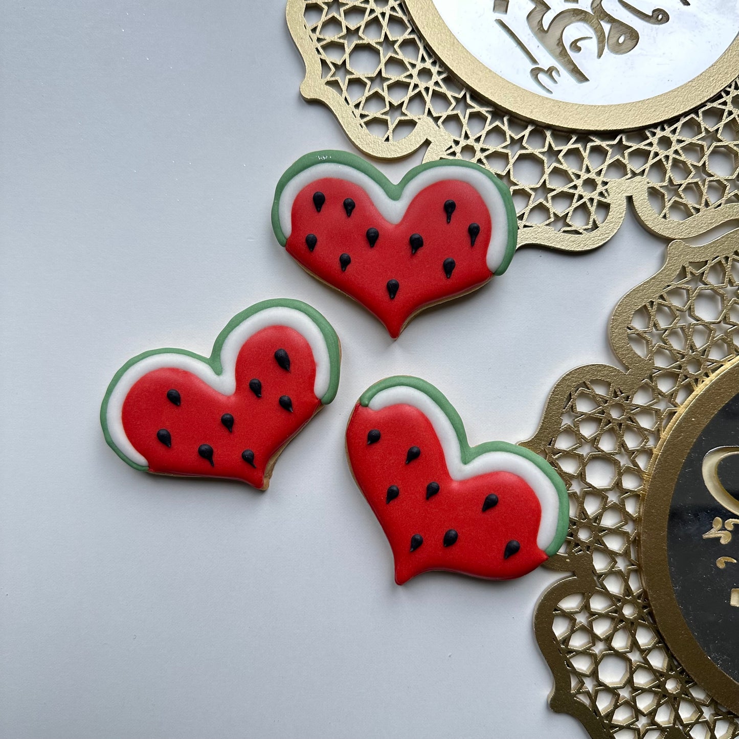 Watermelon Love heart Biscuits - Glazed Bakes