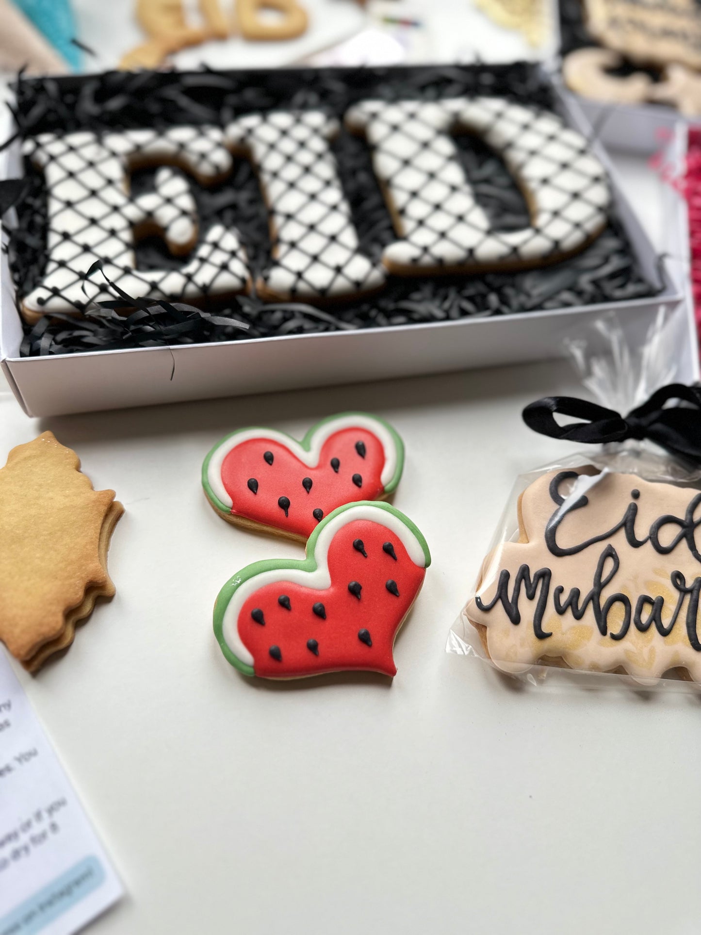 Watermelon Love heart Biscuits - Glazed Bakes